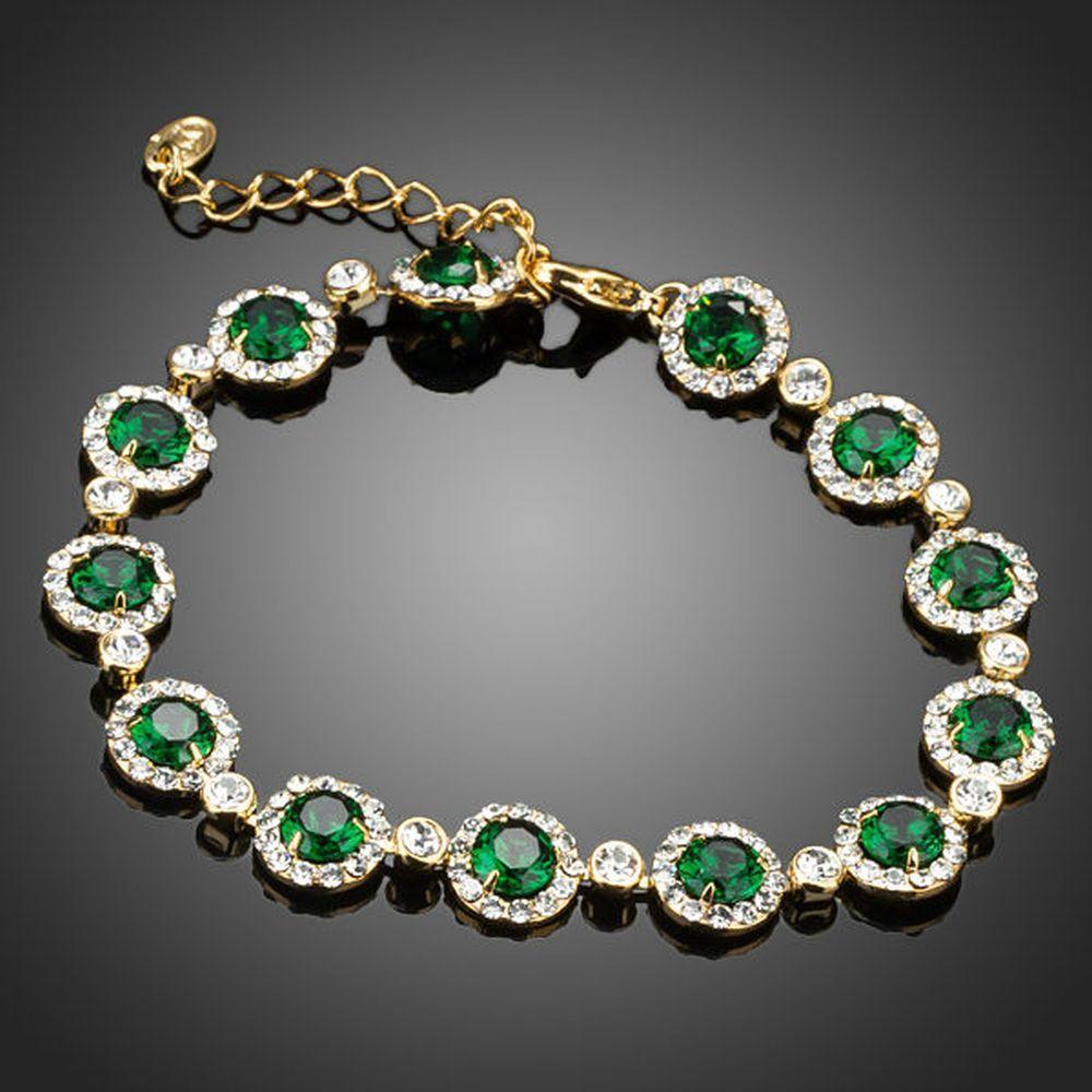 Green Glam Cubic Zirconia Bracelet - KHAISTA Fashion Jewellery