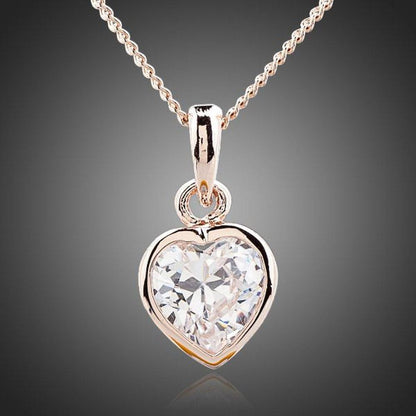 Heart Crystal Pendant Necklace KPN0091 - KHAISTA Fashion Jewellery