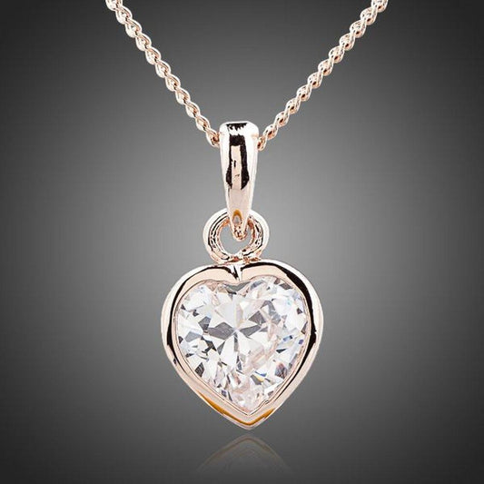 Heart Crystal Pendant Necklace KPN0091 - KHAISTA Fashion Jewellery