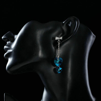 Heart of Ocean Blue Crystal Drop Earrings -KPE0184 - KHAISTA Fashion Jewellery