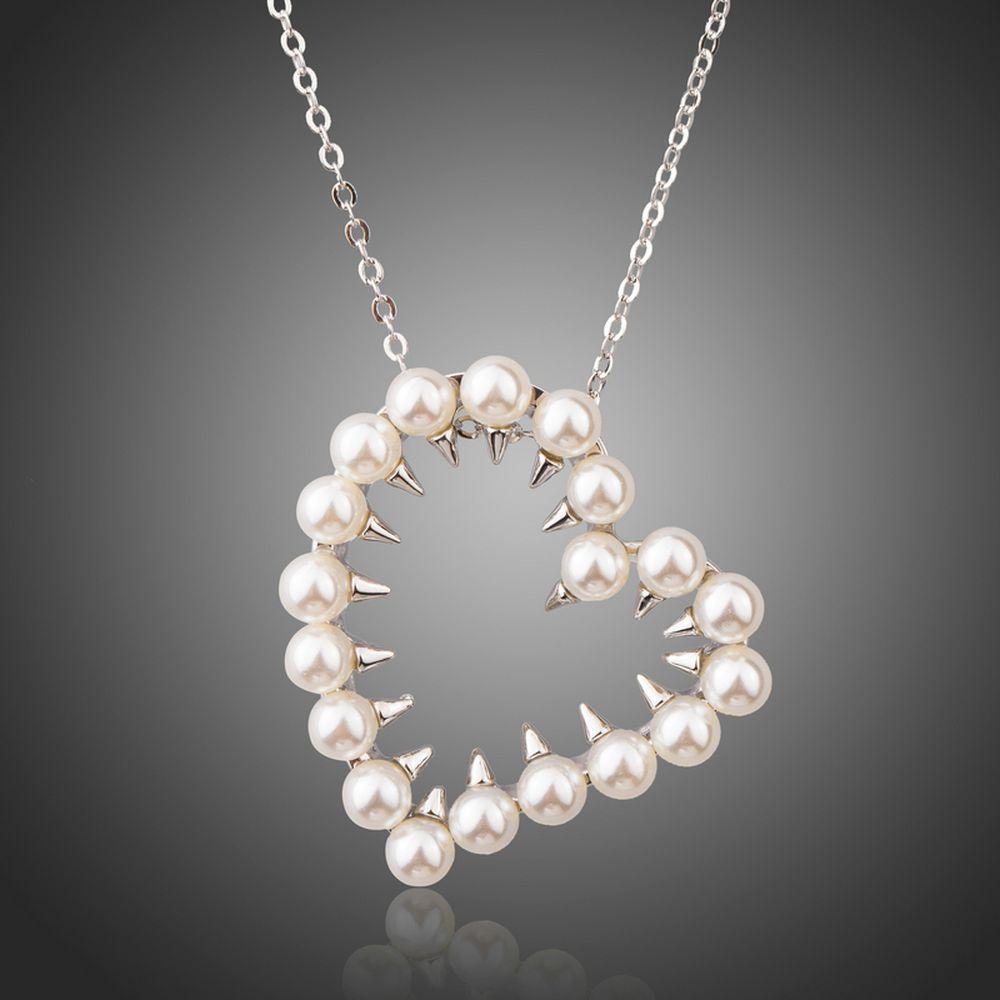 Heart Shaped Pearls Pendant Necklace - KHAISTA Fashion Jewellery