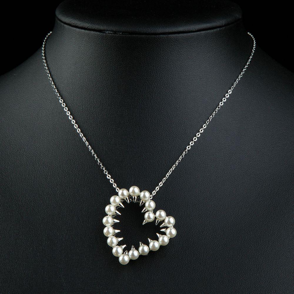 Heart Shaped Pearls Pendant Necklace - KHAISTA Fashion Jewellery