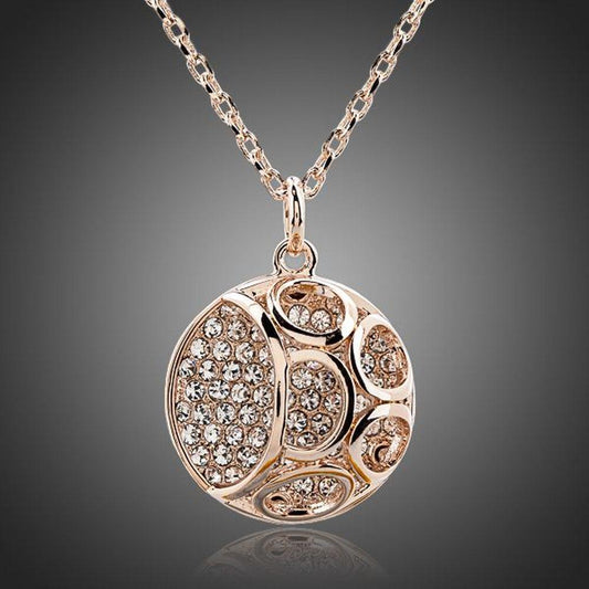 Hollow Out Round Crystal Pendant Necklace KPN0085 - KHAISTA Fashion Jewellery