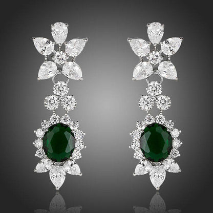 Hookers Green Cubic Zirconia Crystal Drop Earrings - KHAISTA Fashion Jewellery