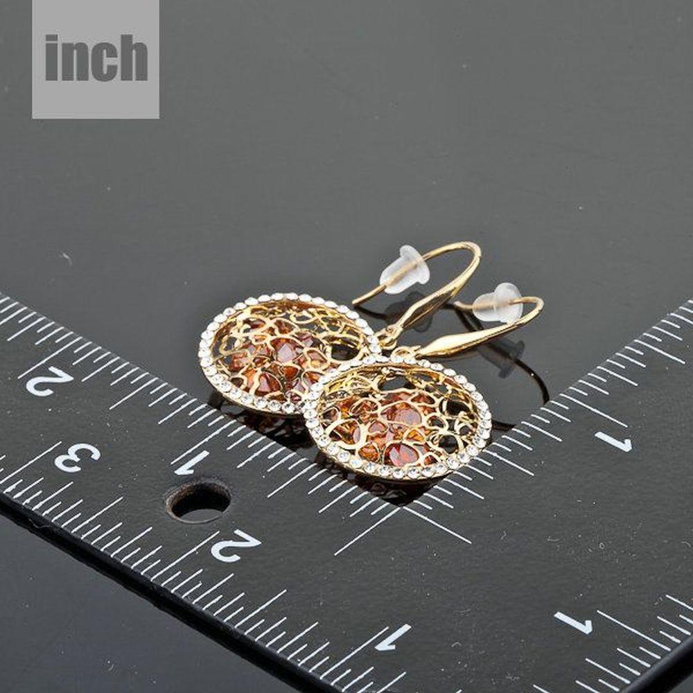 Irregular Gold Cubic Zirconia Drop Earrings -KPE0047 - KHAISTA Fashion Jewellery