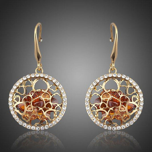 Irregular Gold Cubic Zirconia Drop Earrings -KPE0047 - KHAISTA Fashion Jewellery