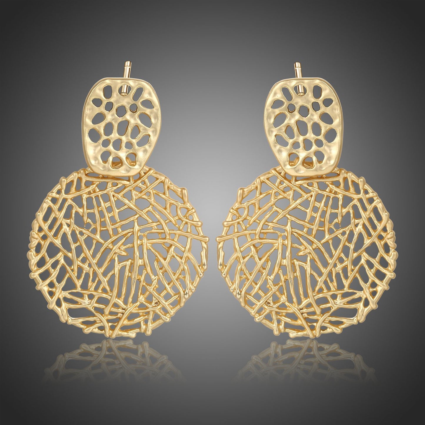 Irregular Round Drop Earrings -KPE0377 - KHAISTA Fashion Jewellery