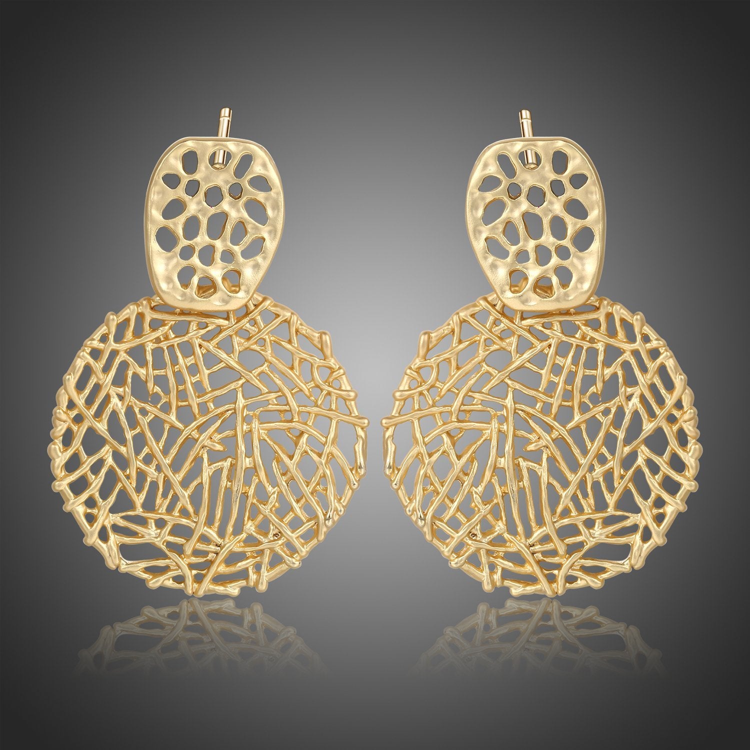 Irregular Round Drop Earrings -KPE0377 - KHAISTA Fashion Jewellery