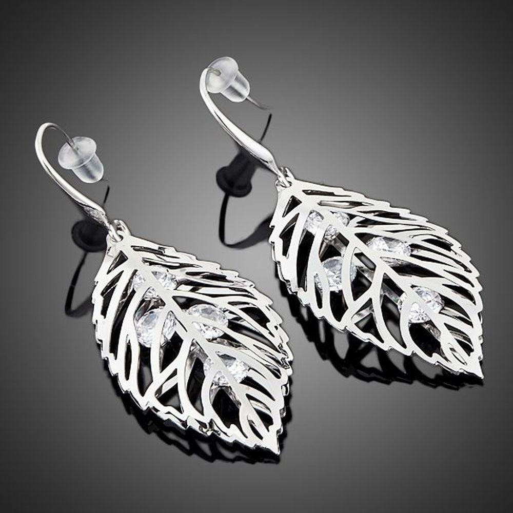 Leaves Stellux Austrian Crystal Drop Earrings -KPE0040 - KHAISTA Fashion Jewellery