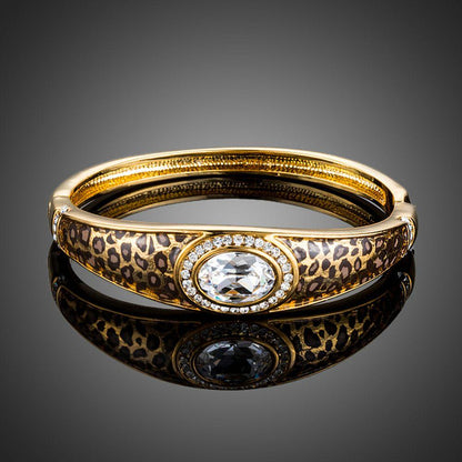 Leopard Crystal Bangle -KBQ0065 - KHAISTA Fashion Jewelry