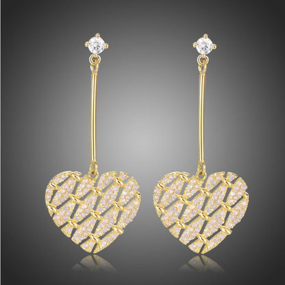 Light Pink Zirconia Heart Drop Earrings -KFJE0405 - KHAISTA1