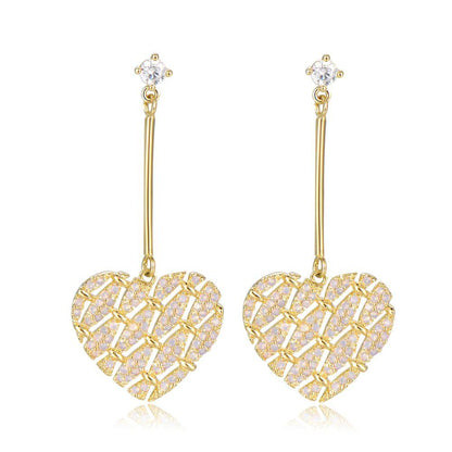 Light Pink Zirconia Heart Drop Earrings -KFJE0405 - KHAISTA2