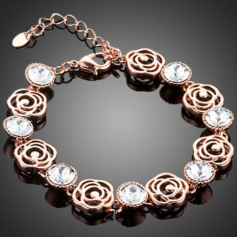 Lightweight Crystal Flower Design Bracelet - KHAISTA Fashion Jewellery