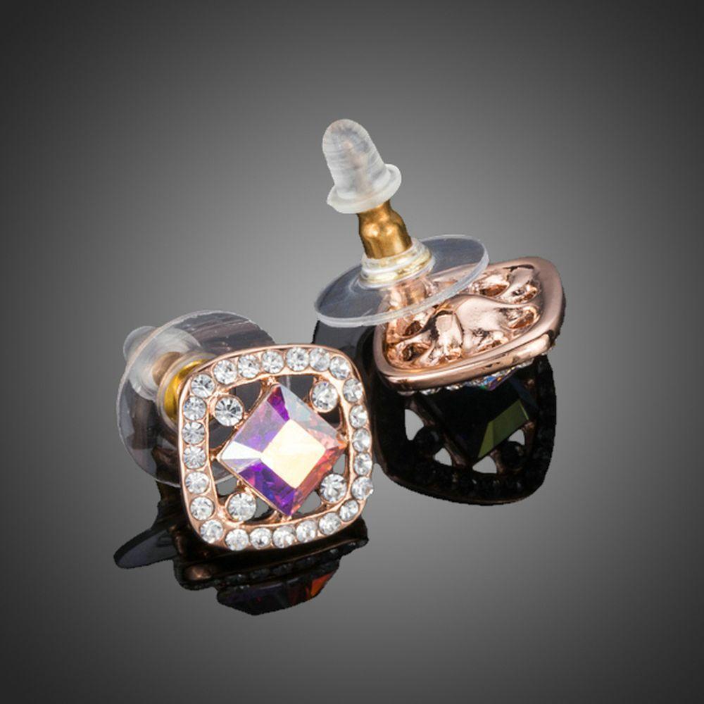 Lightweight Crystal Square Stud Earrings - KHAISTA Fashion Jewellery