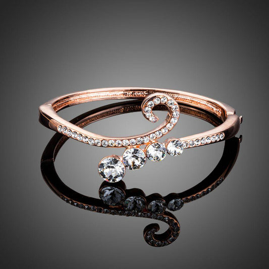 Lightweight Rose Gold Plated Bangle - KHAISTA Fashion Jewellery