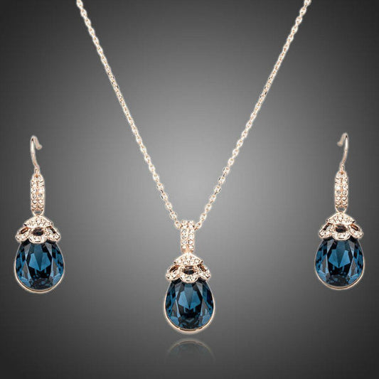 Limited Edition Blue Water Earrings and Necklace Set - KHAISTA Fashion Jewellery