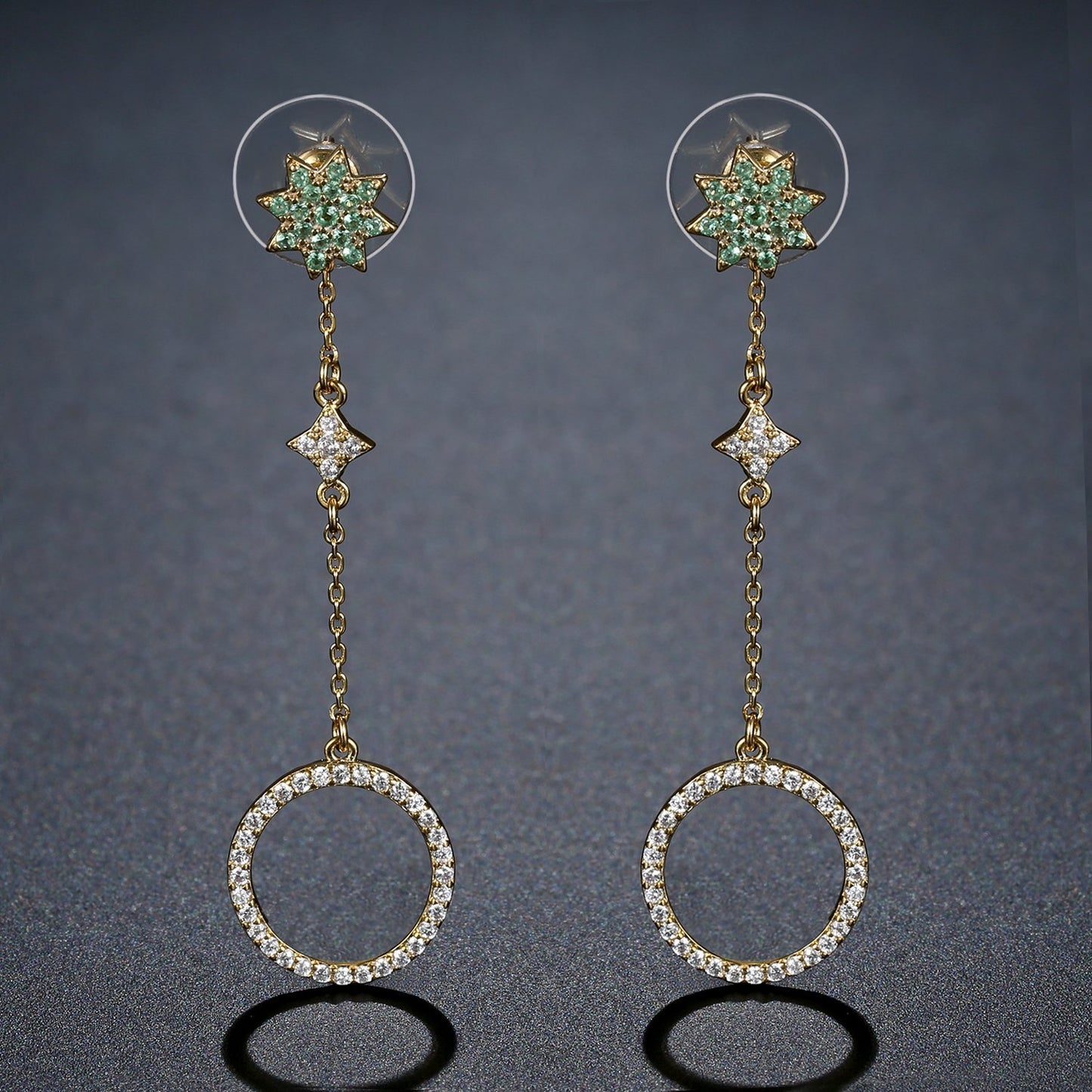 Long Chain Round Drop Earrings -KPE0394 - KHAISTA Fashion Jewellery