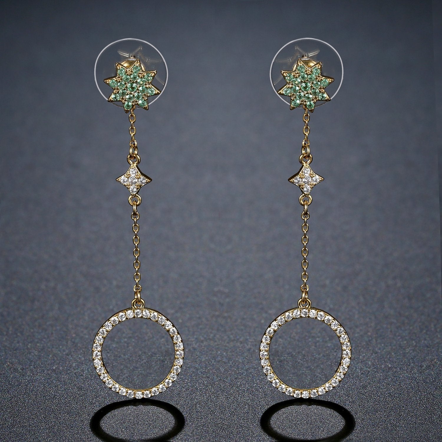 Long Chain Round Drop Earrings -KPE0394 - KHAISTA Fashion Jewellery