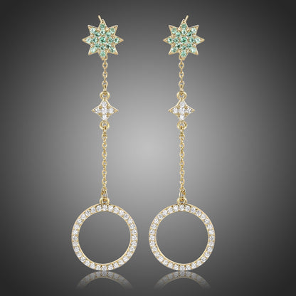 Long Chain Round Drop Earrings -KPE0394 - KHAISTA Fashion Jewellery