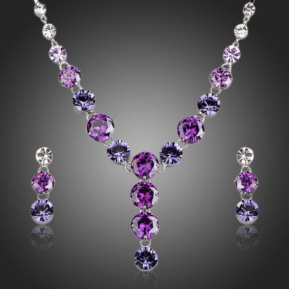 Luxury Cubic Zirconia Necklace and Drop Earrings Jewelry Set - KHAISTA Fashion Jewellery