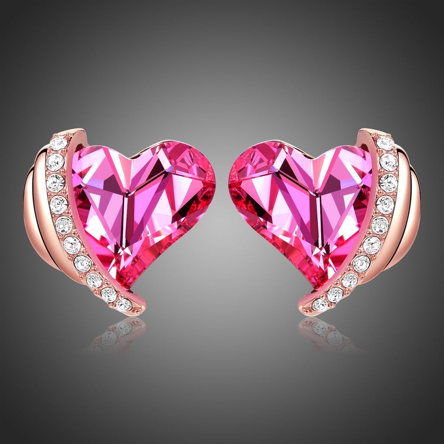 Magenta Crystal Heart Pendant Jewellery Set - KHAISTA Fashion Jewellery