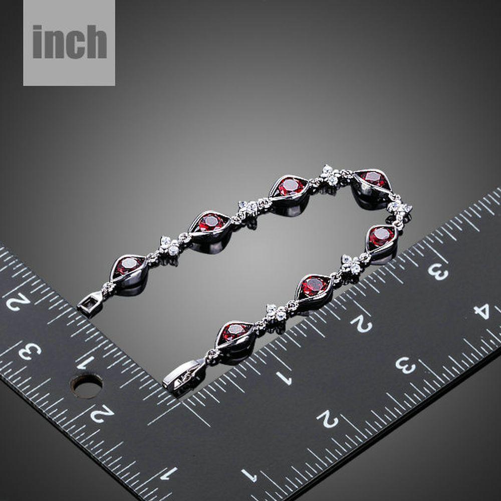 Maroon Cubic Zirconia Eye Shaped Bracelet - KHAISTA Fashion Jewellery