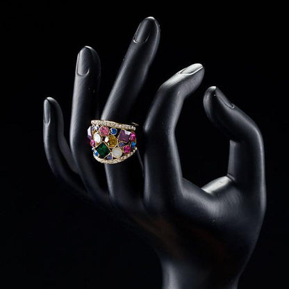 Multicolor Crystal Party Ring - KHAISTA Fashion Jewellery