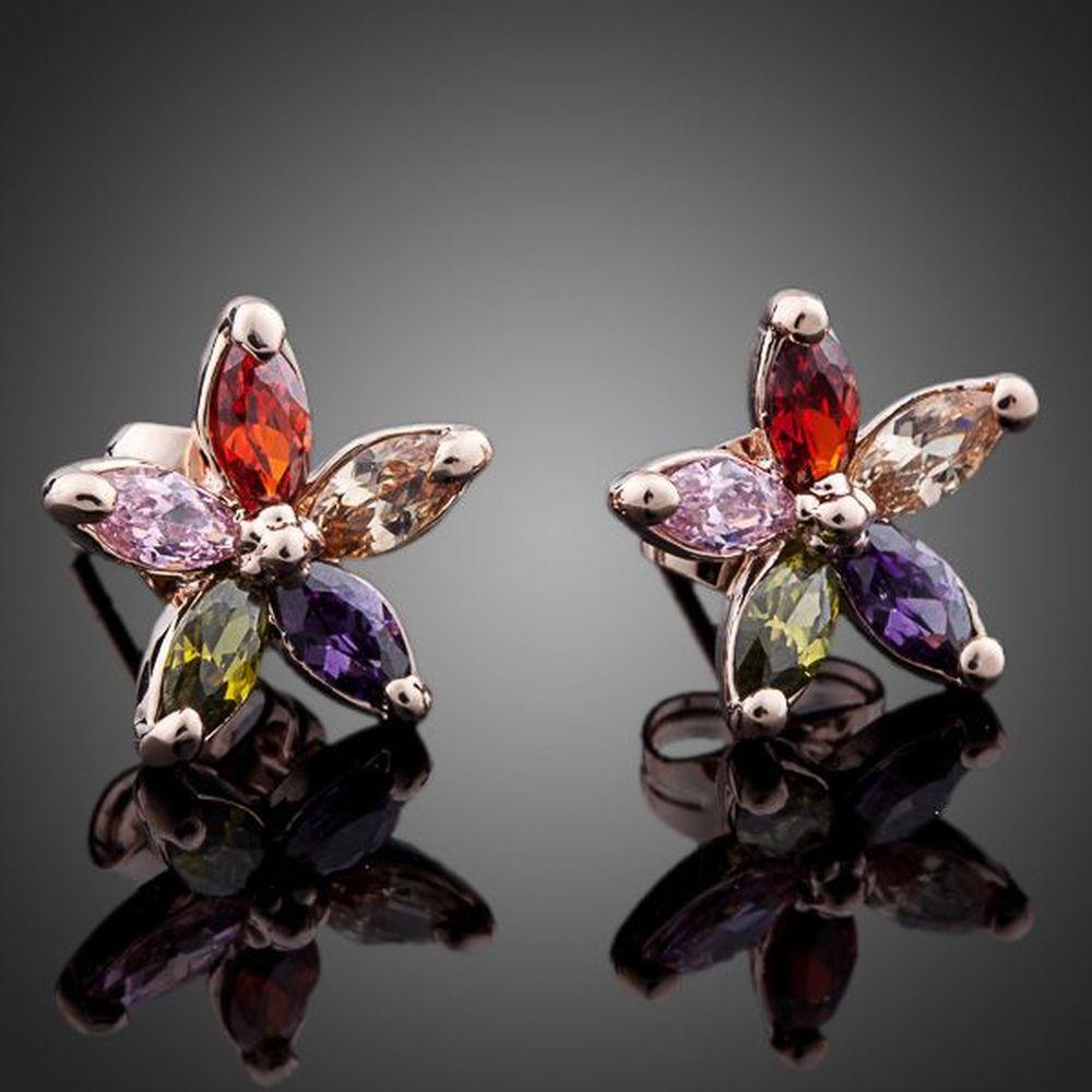 Multicolour Stellux Austrian Stud Earrings -KPE0060 - KHAISTA Fashion Jewellery