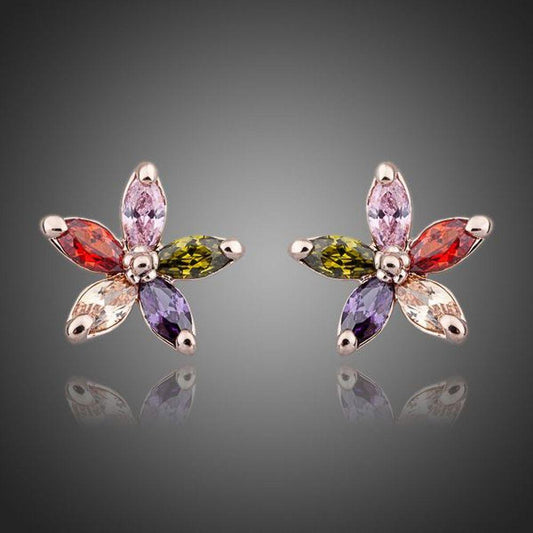 Multicolour Stellux Austrian Stud Earrings -KPE0060 - KHAISTA Fashion Jewellery