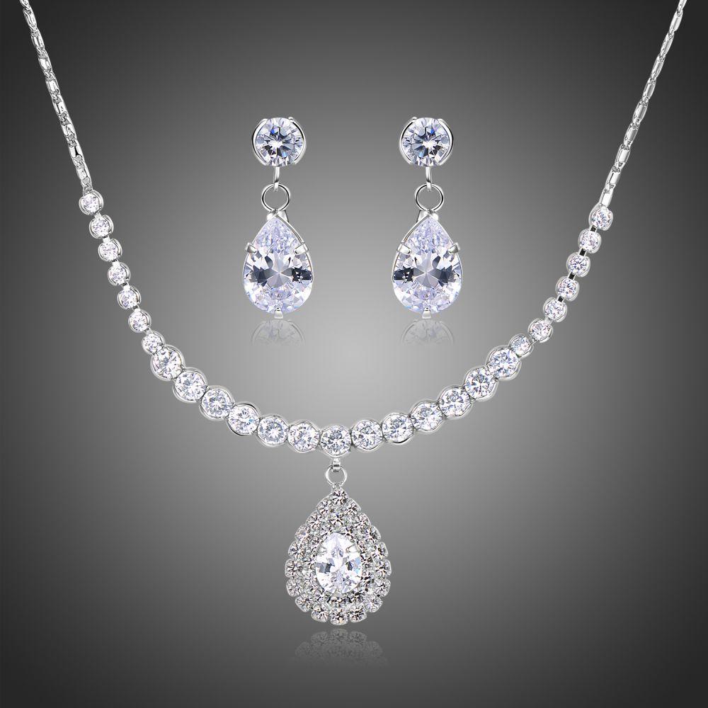 Nigerian Water Drop Cubic Zirconia Wedding Jewelry Set - KHAISTA Fashion Jewellery