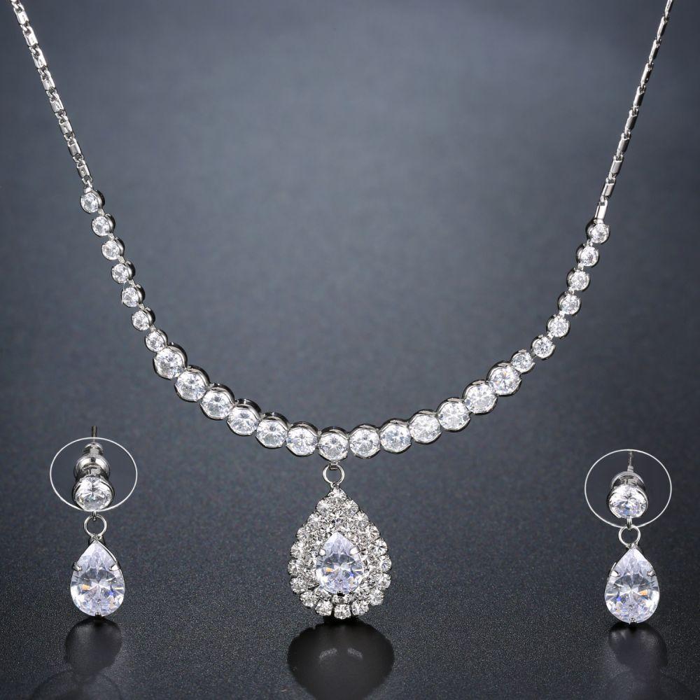 Nigerian Water Drop Cubic Zirconia Wedding Jewelry Set - KHAISTA Fashion Jewellery