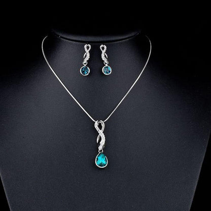 Ocean Blue Drop Earrings + Necklace Set - KHAISTA Fashion Jewellery