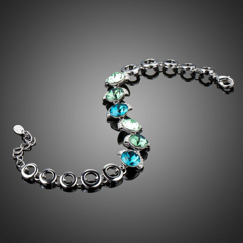 Ocean Crystal Platinum Plated Charm Bracelet - KHAISTA Fashion Jewellery