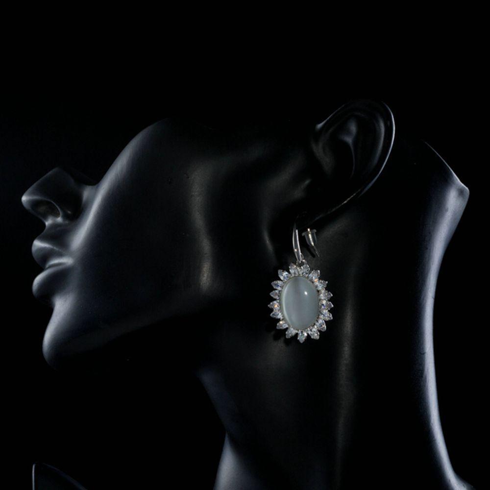 Opal with Cubic Zirconia Drop Earrings - KHAISTA Fashion Jewellery