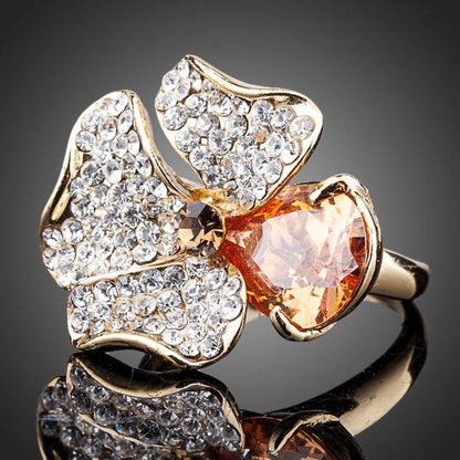 Orange Flower Ring for Women - KHAISTA Fashion Jewellery