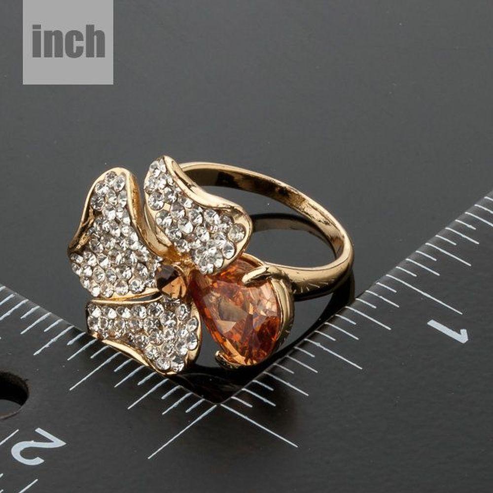 Orange Flower Ring for Women - KHAISTA Fashion Jewellery