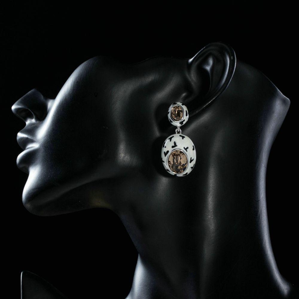 Oval Crystal Pave Drop Earrings - KHAISTA Fashion Jewellery