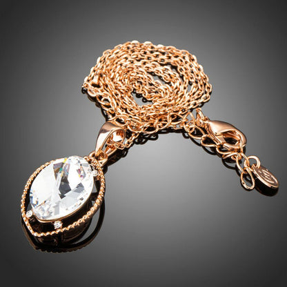 Oval Crystal Pendant KPN0196 - KHAISTA Fashion Jewellery