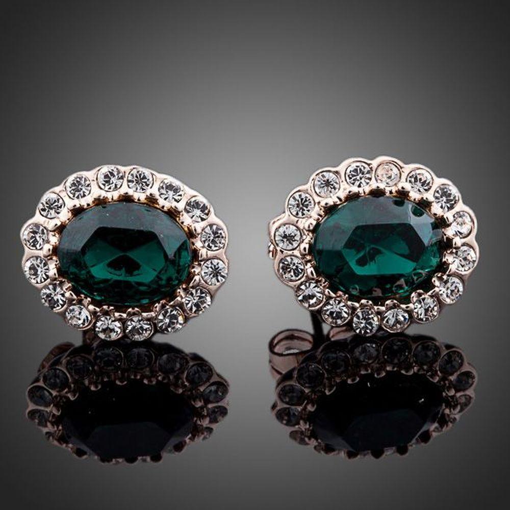 Oval Cubic Zirconia Ellipse Stud Earrings -KPE0074 - KHAISTA Fashion Jewellery