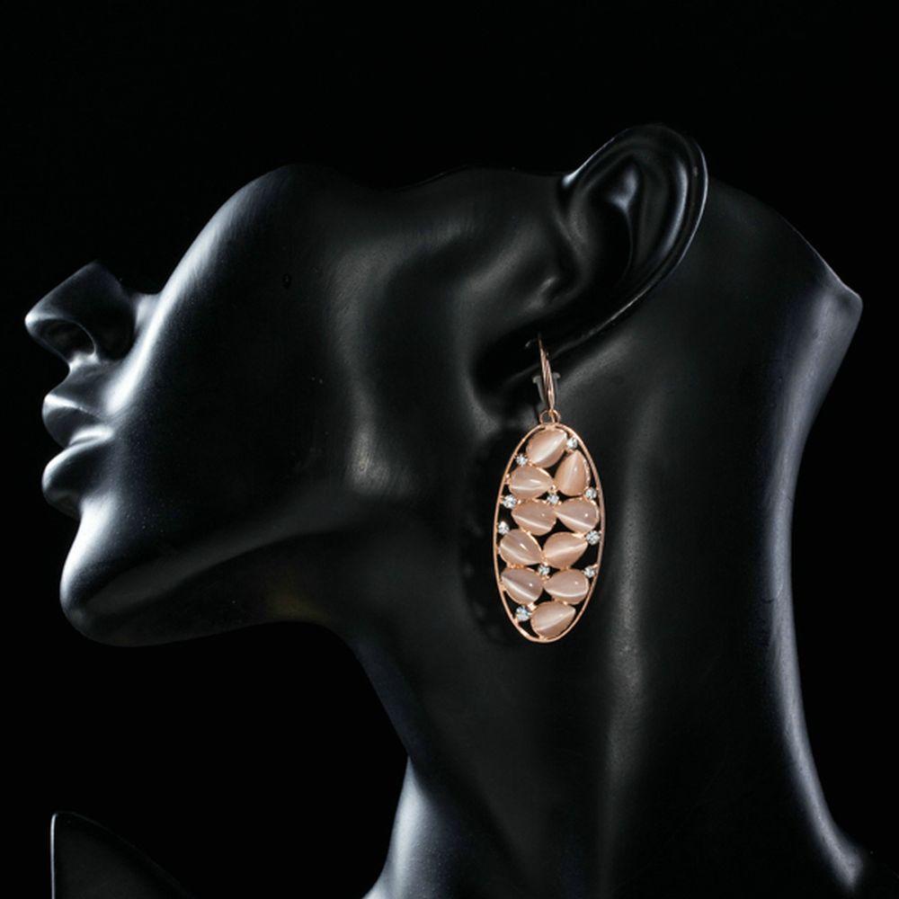 Peach Crystal Oval Drop Earrings - KHAISTA Fashion Jewellery