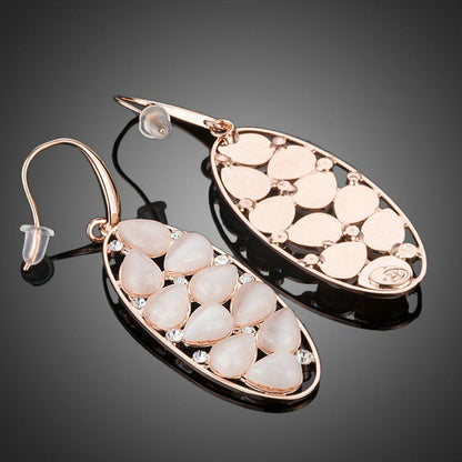 Peach Crystal Oval Drop Earrings - KHAISTA Fashion Jewellery