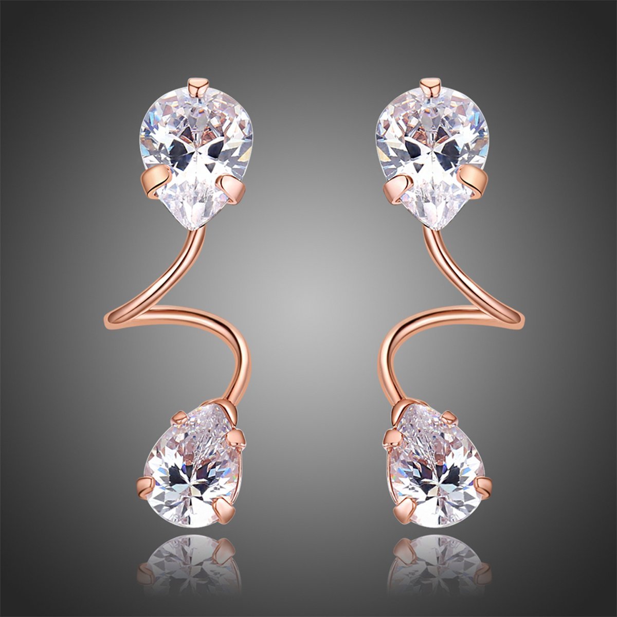 Pear Cut Cubic Zirconia Drop Earrings -KPE0322 - KHAISTA Fashion Jewellery