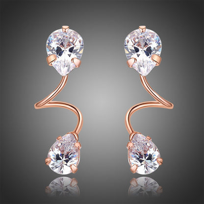 Pear Cut Cubic Zirconia Drop Earrings -KPE0322 - KHAISTA Fashion Jewellery