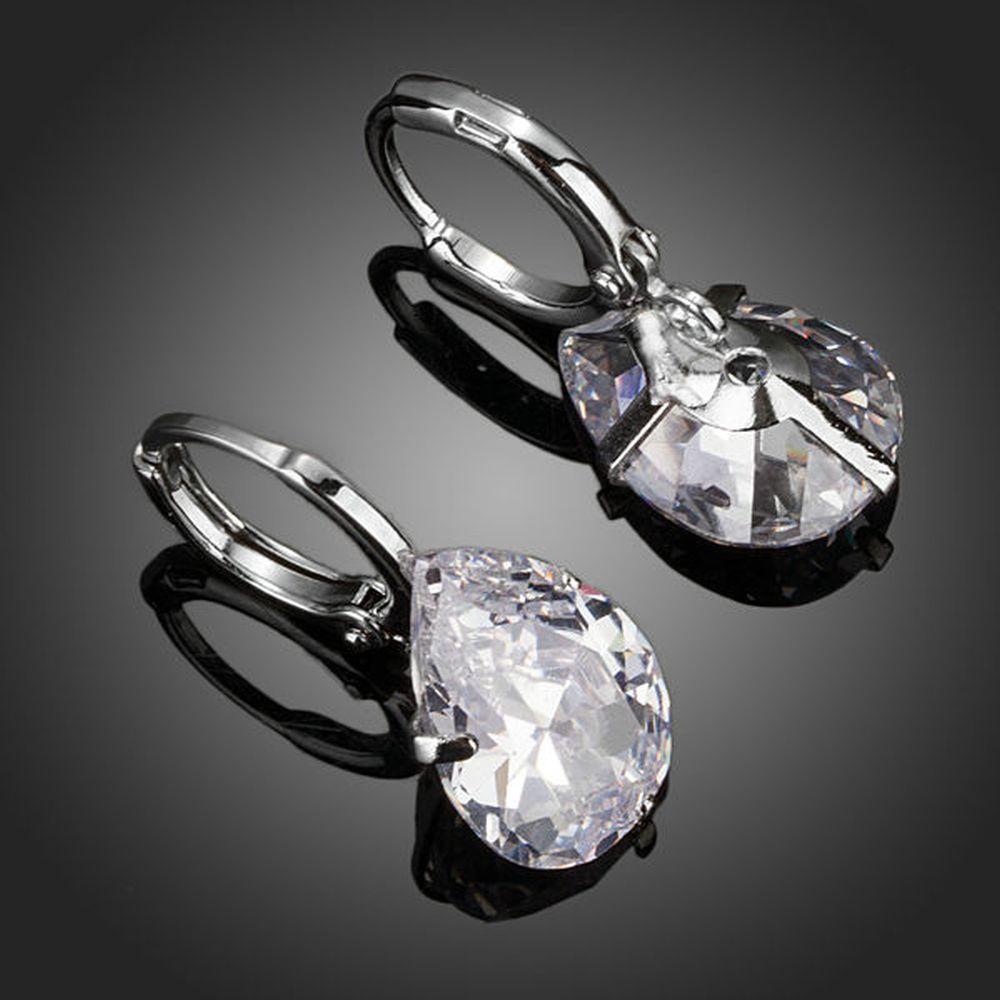 Pear Shaped Cubic Zirconia Drop Earrings - KHAISTA Fashion Jewellery