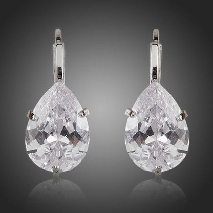 Pear Shaped Cubic Zirconia Drop Earrings - KHAISTA Fashion Jewellery