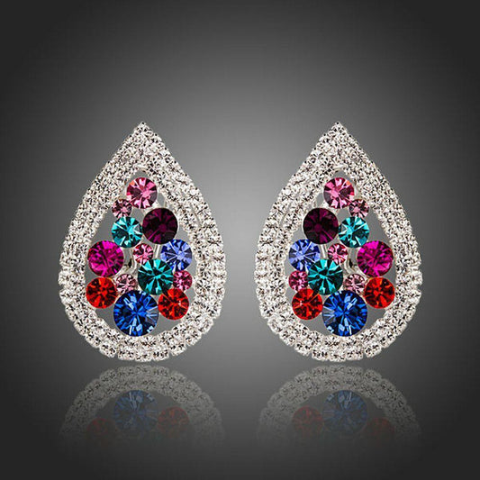 Pear Shaped Cubic Zirconia Stud Earrings - KHAISTA Fashion Jewellery