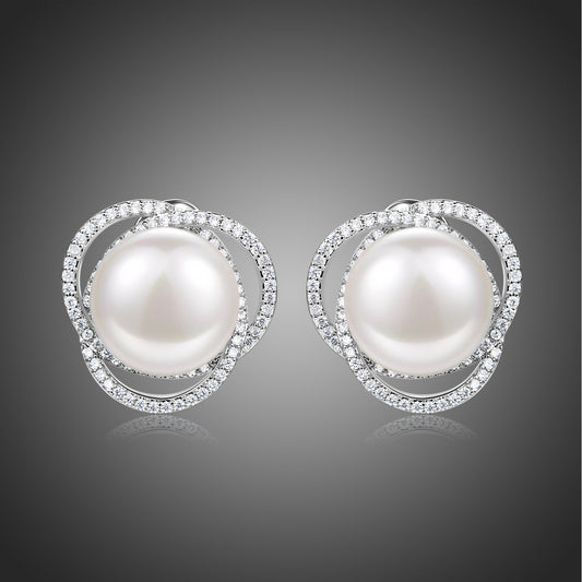 Pearl Flower Stud Earrings -KPE0360 - KHAISTA Fashion Jewellery