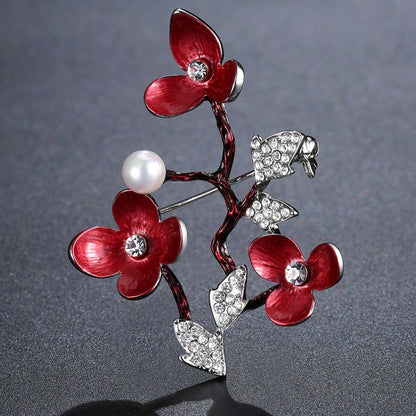 Pearl Vintage Plum Blossom Brooch Pin - KHAISTA Fashion Jewellery