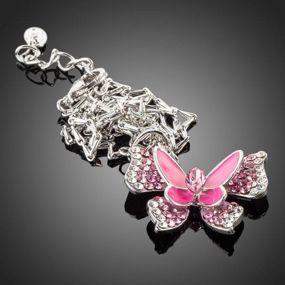 Pink Butterfly Necklace KPN0066 - KHAISTA Fashion Jewellery