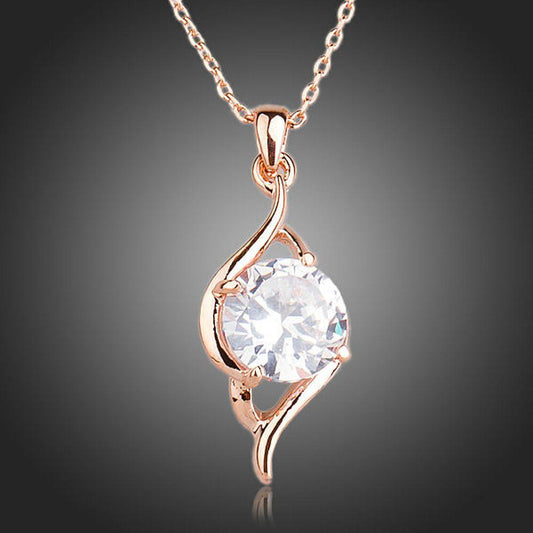 Plant Shaped Cubic Zirconia Pendant Necklace - KHAISTA Fashion Jewellery